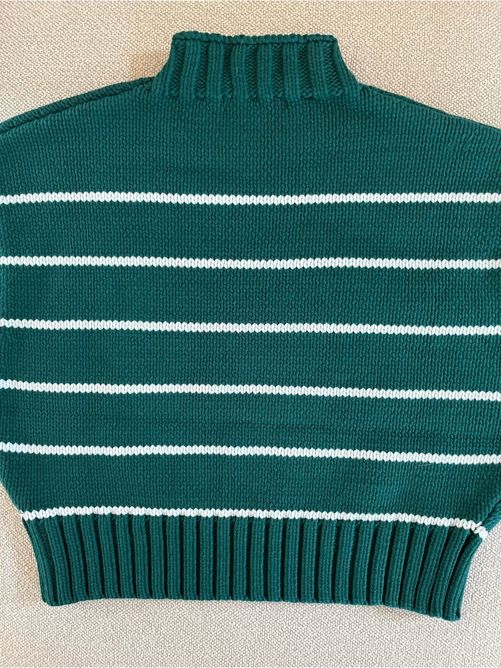 Women’s Zenana Green/White Striped Mock neck Sweater Size Small chunky knit - Picture 11 of 16